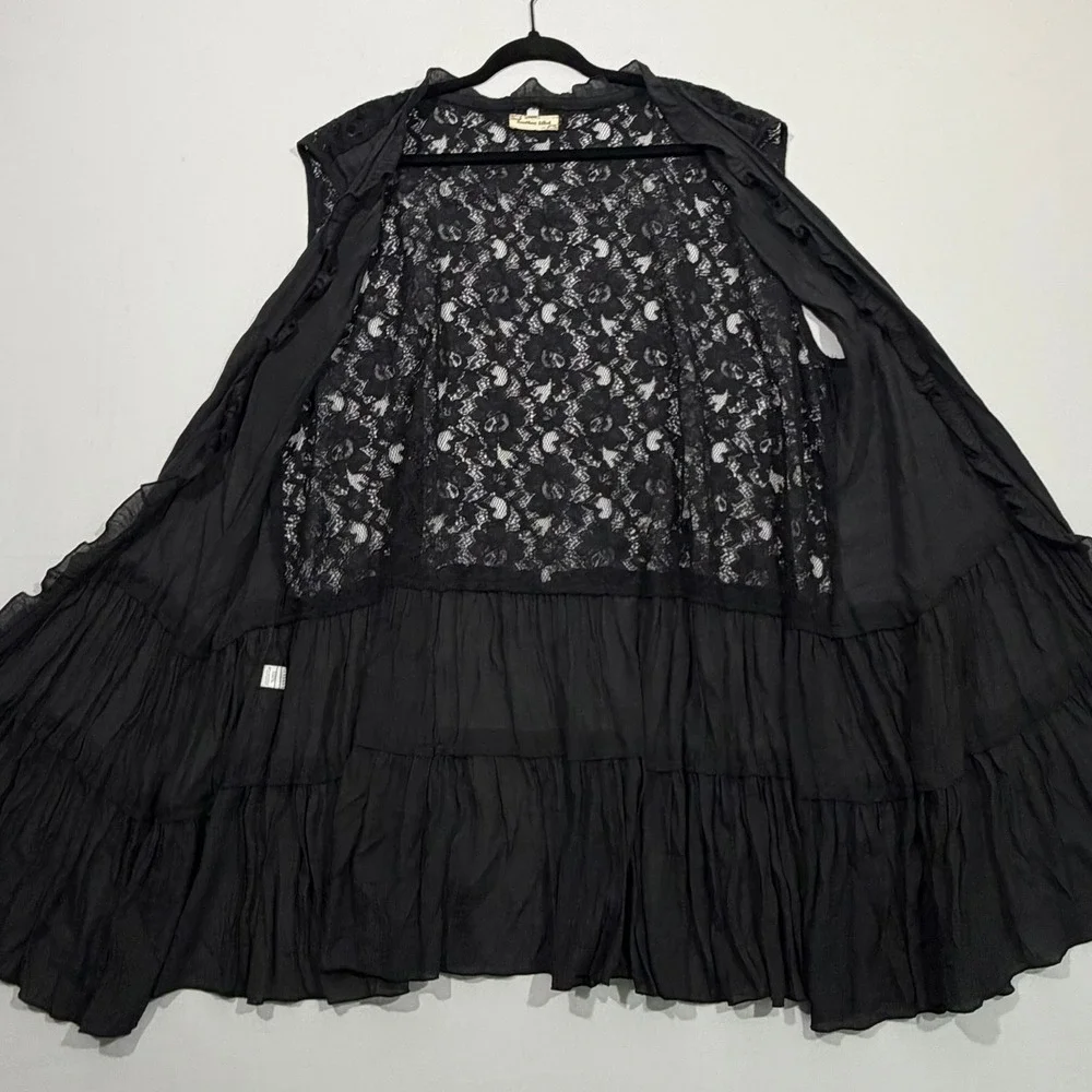 Southern Stitch Vest Womens 2XL 3XL Black Sheer Lace Tiered Ruffle Whimsigoth